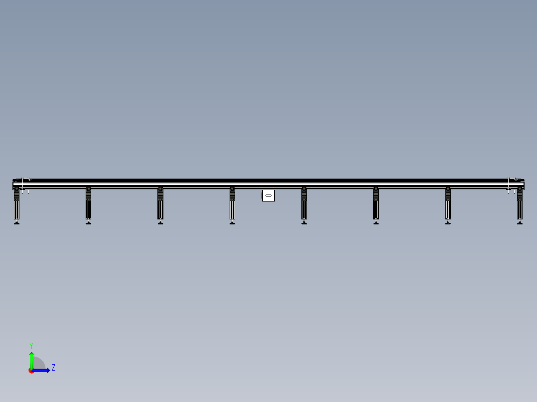 铝型材辊道输送机三维左视图