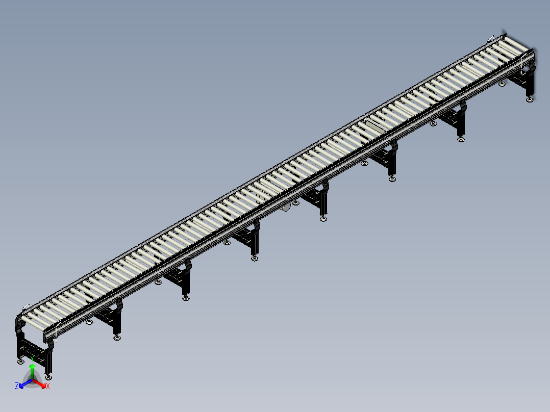 铝型材辊道输送机三维正等轴测图
