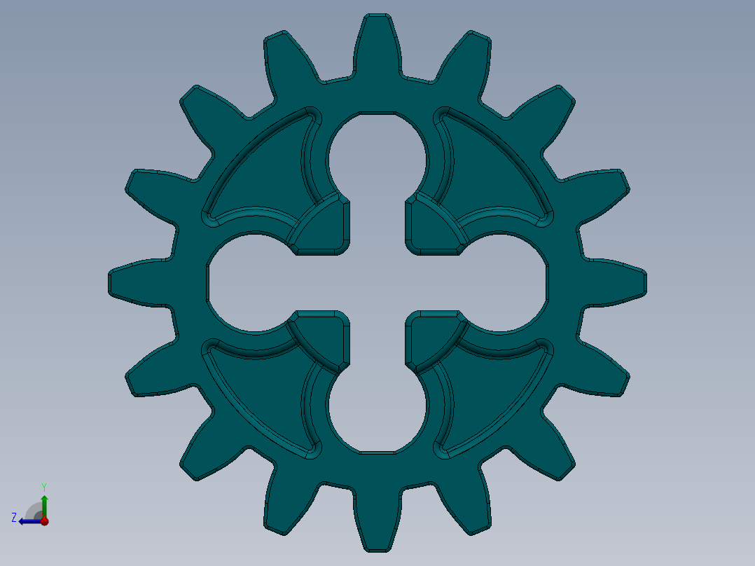 4019 - Teal - Bright Bluish GreenTechnic Gear 16 Tooth.SLDPRT右视图