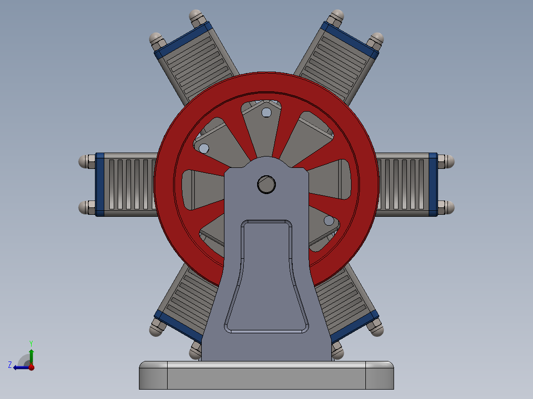 星形发动机右视图