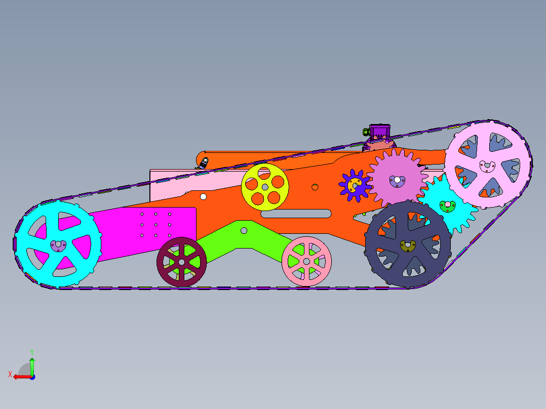 小型山地果园车履带驱动盘左视图