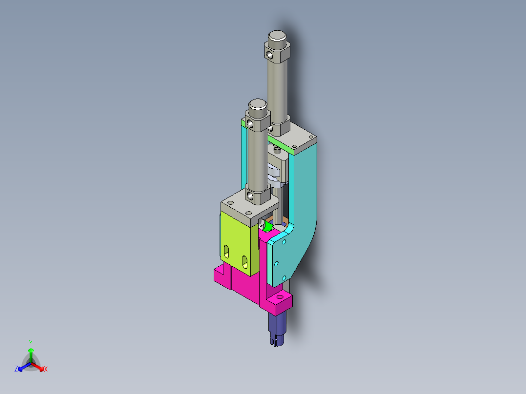 一款实用插料入料组件正等轴测图
