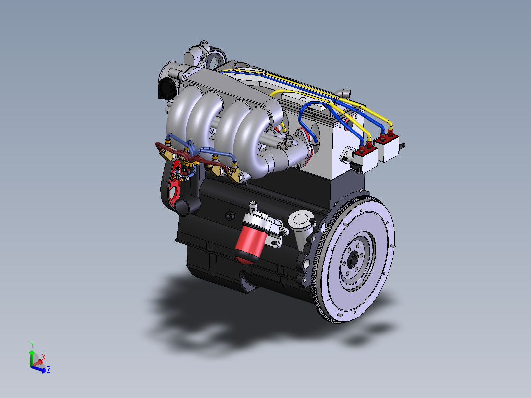 四缸发动机主视图