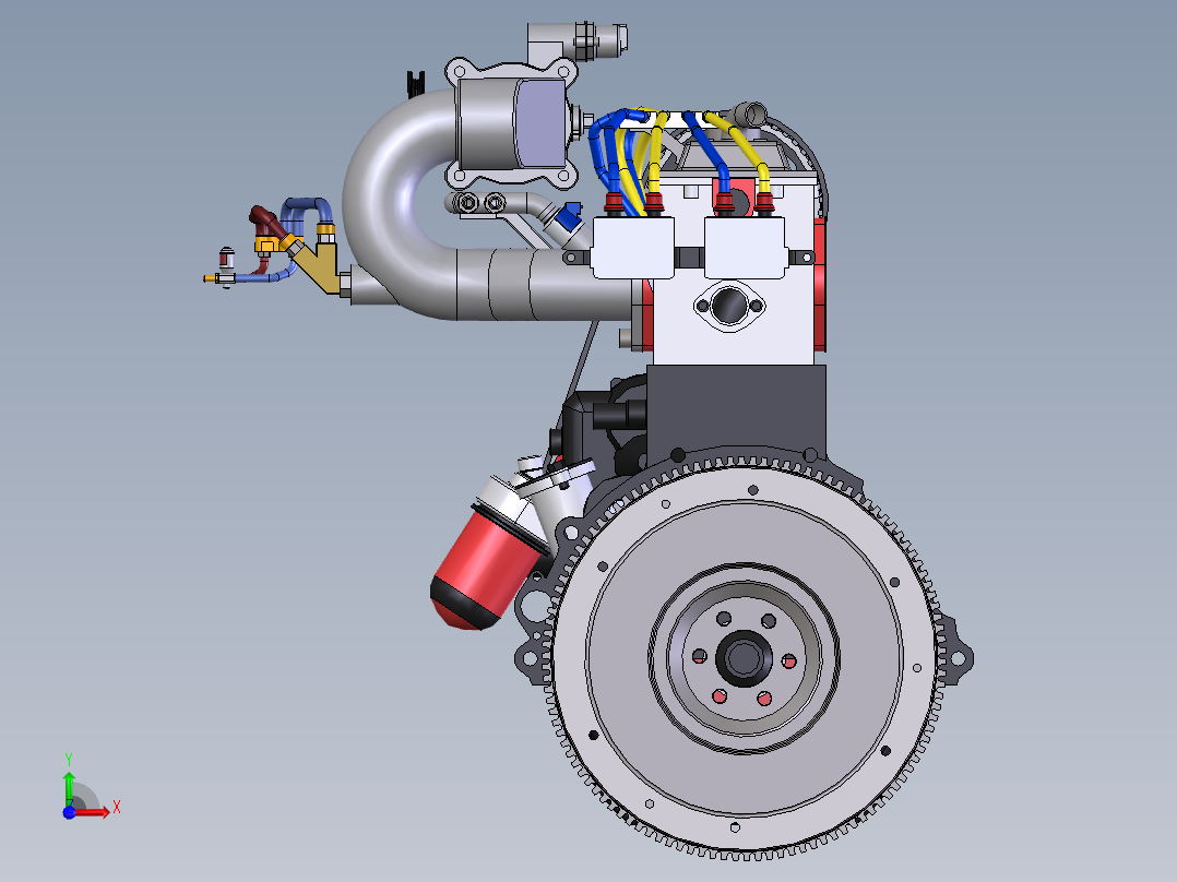 四缸发动机前视图