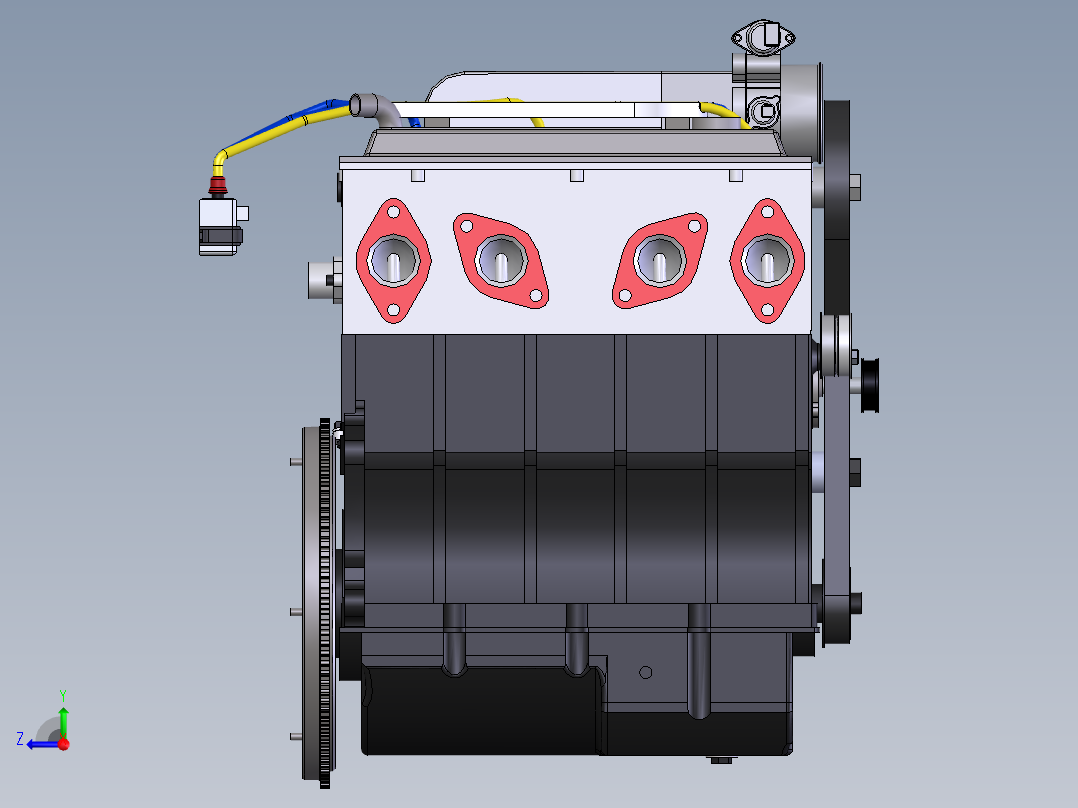 四缸发动机右视图