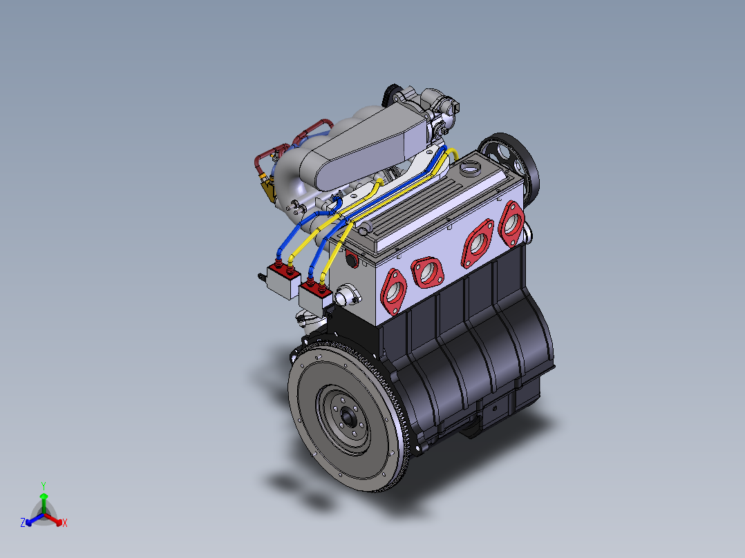 四缸发动机正等轴测图