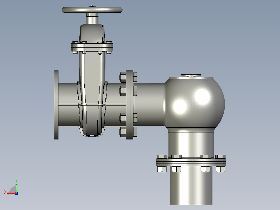 基于膜片自重式找平机构的排泥阀后视图