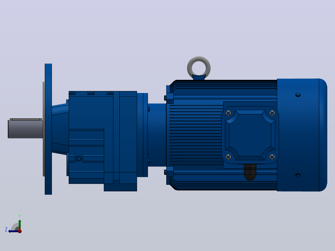 RF57法兰轴伸式安装斜齿轮减速机RF57-Y2.2-4P-100-M1-0°-Φ250右视图