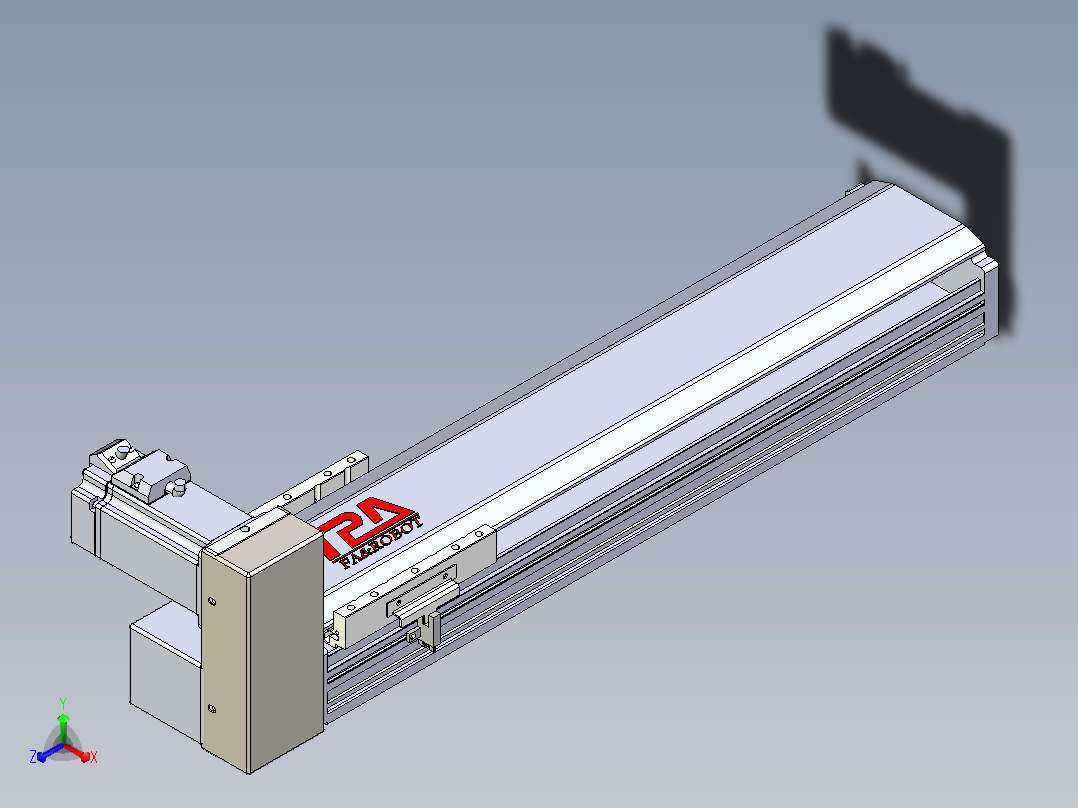 皮带直线轴半封闭可选导轨TPA-HNB-120D-110-L350-RU-Y-P40-N3正等轴测图