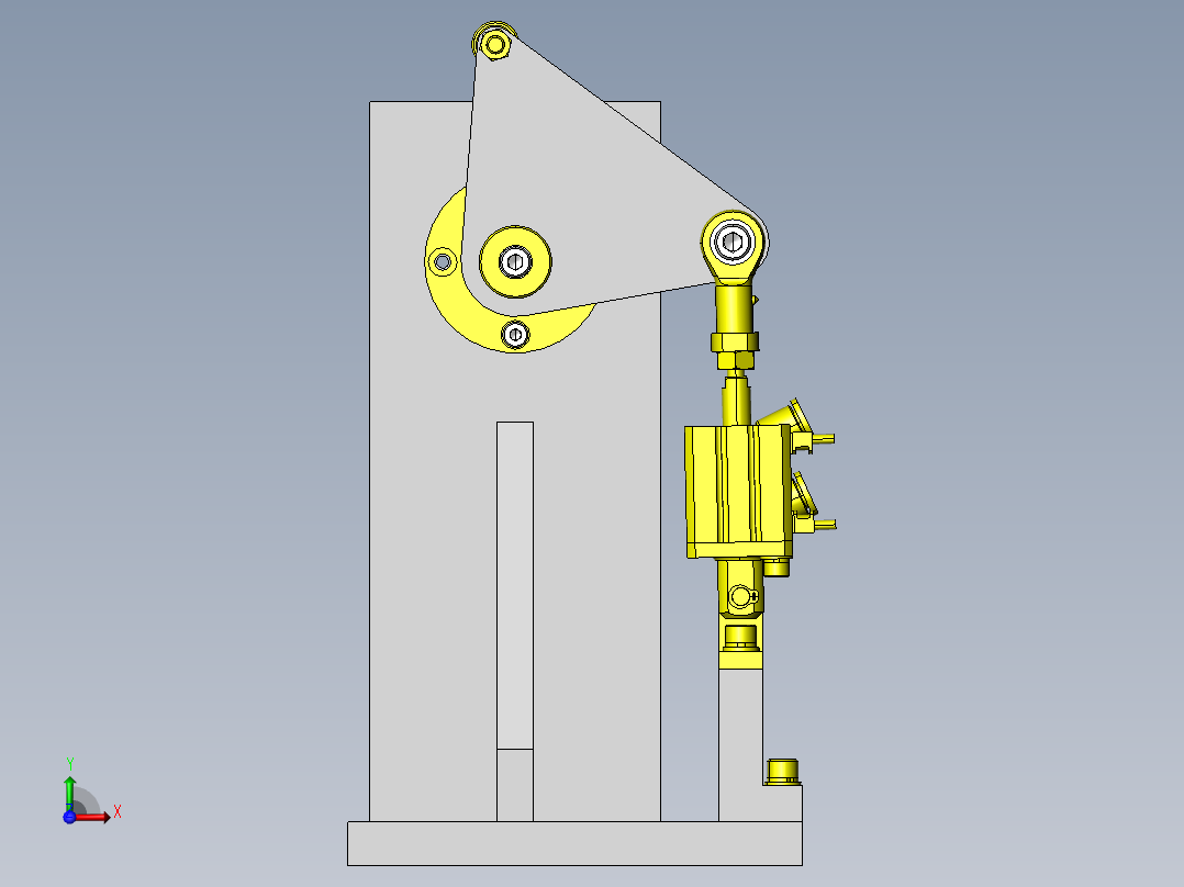 带连杆的挡块机构前视图