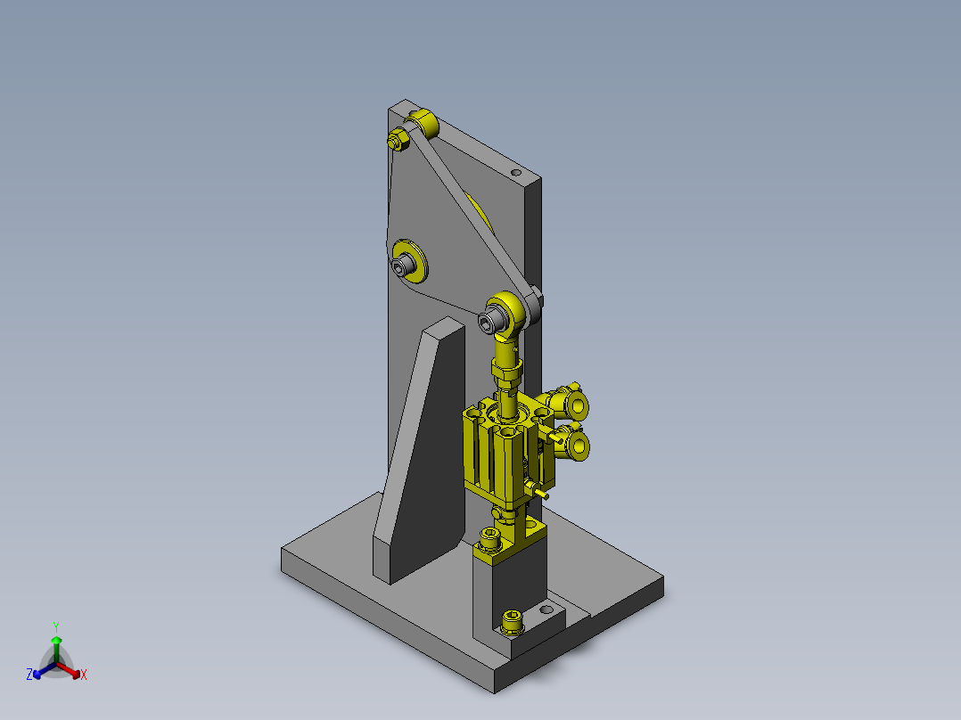 带连杆的挡块机构正等轴测图