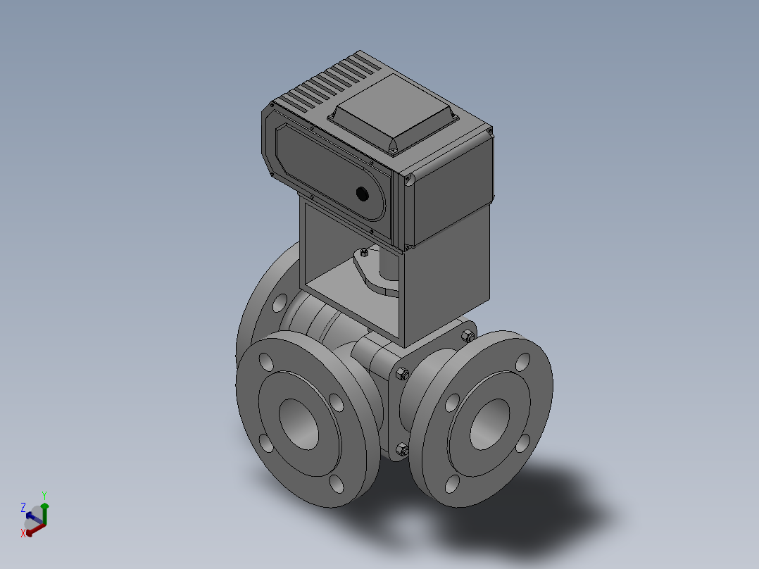 法兰电动三通球阀-316DN25-DN200正等轴测图