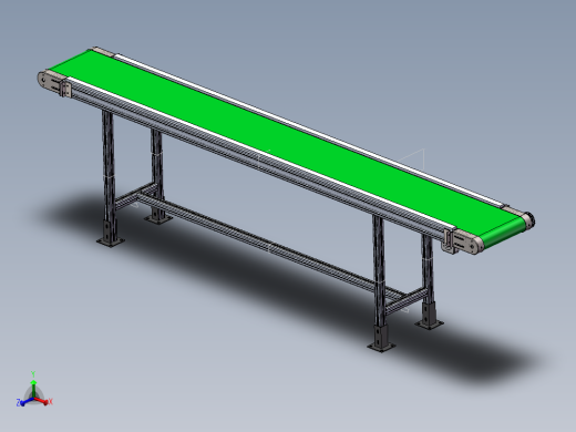 3m有动力皮带输送线4080型材皮带线3d图 2端可调张紧 3D+2D图纸