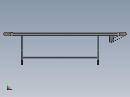 3m有动力皮带输送线4080型材皮带线3d图 2端可调张紧 3D+2D图纸前视缩略图