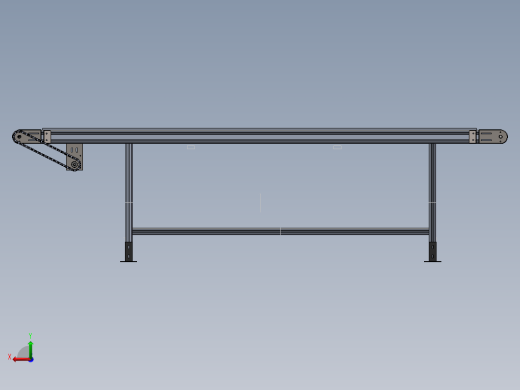 3m有动力皮带输送线4080型材皮带线3d图 2端可调张紧 3D+2D图纸后视缩略图