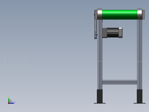 3m有动力皮带输送线4080型材皮带线3d图 2端可调张紧 3D+2D图纸左视缩略图