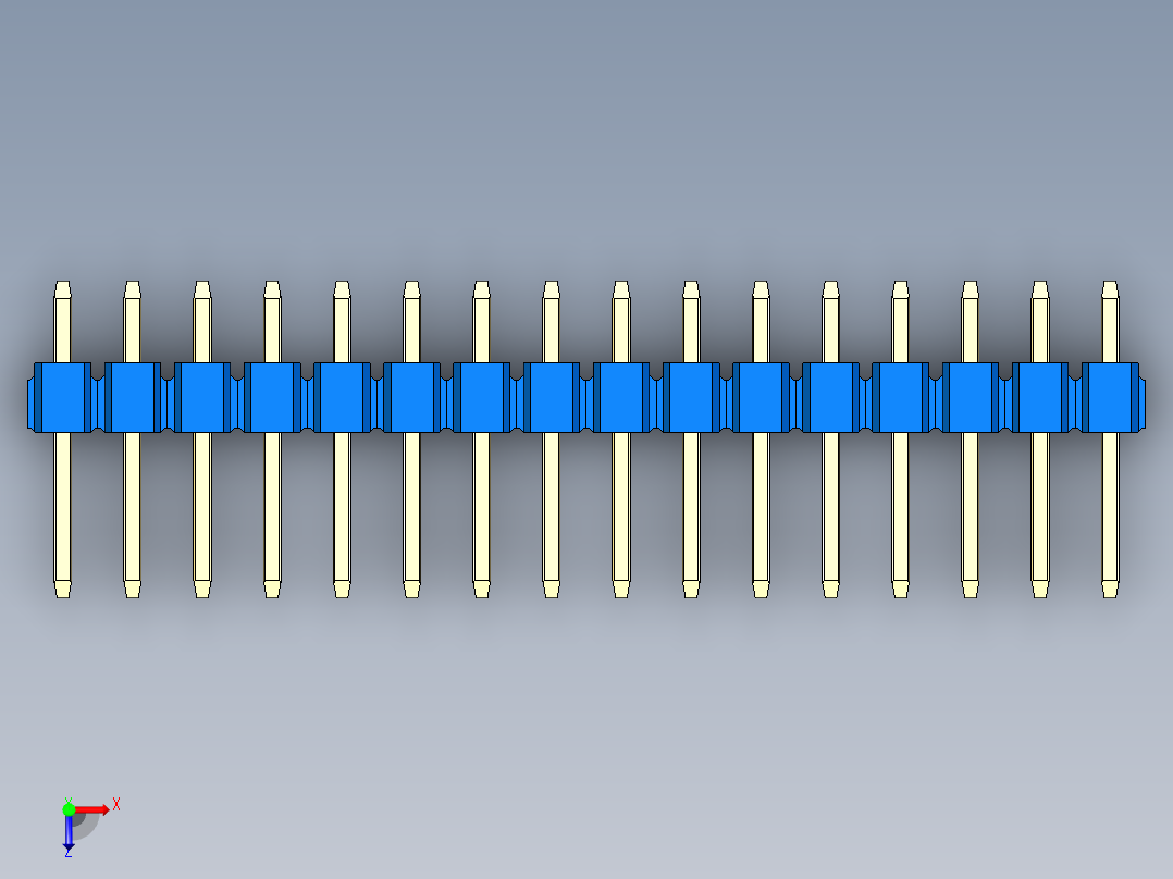 彩色公头100mil（2.54mm）系列-DS1021_blue_2x16p_100mil_Type1_rev1.0俯视图