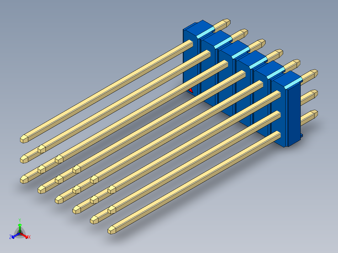 彩色公头100mil（2.54mm）系列-DS1021_blue_3x06p_100mil_Type43_rev1.0主视图