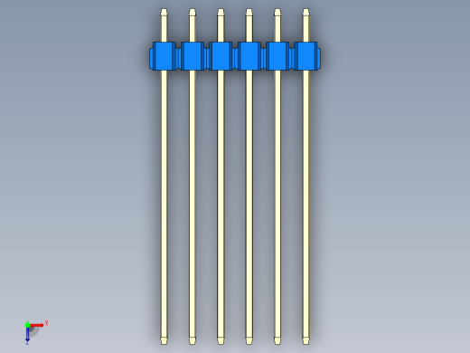 彩色公头100mil（2.54mm）系列-DS1021_blue_3x06p_100mil_Type43_rev1.0俯视缩略图