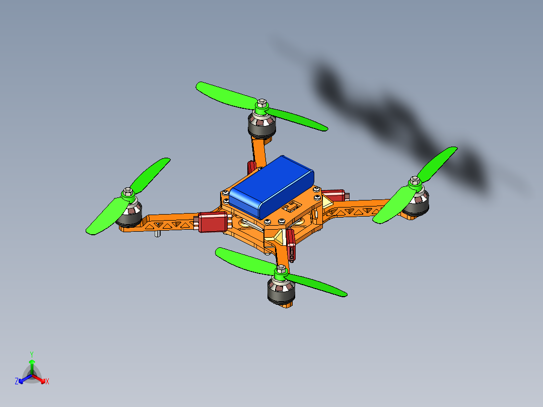 四旋翼无人机简易结构3D图纸