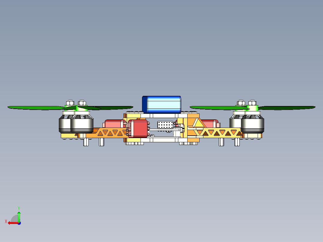 四旋翼无人机简易结构3D图纸后视图