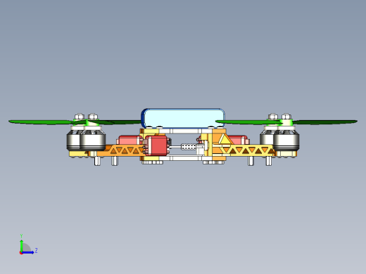 四旋翼无人机简易结构3D图纸左视缩略图