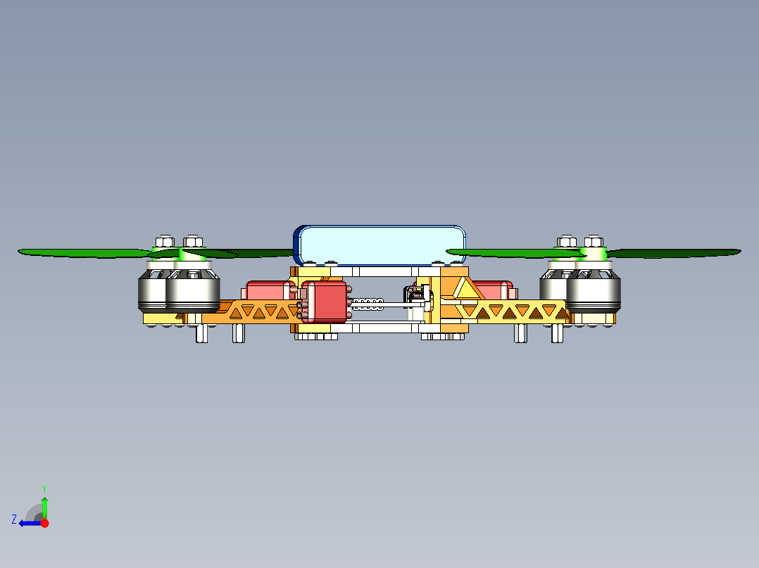 四旋翼无人机简易结构3D图纸右视图