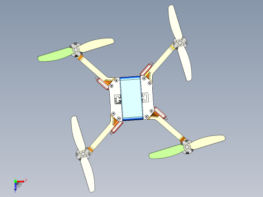 四旋翼无人机简易结构3D图纸俯视缩略图