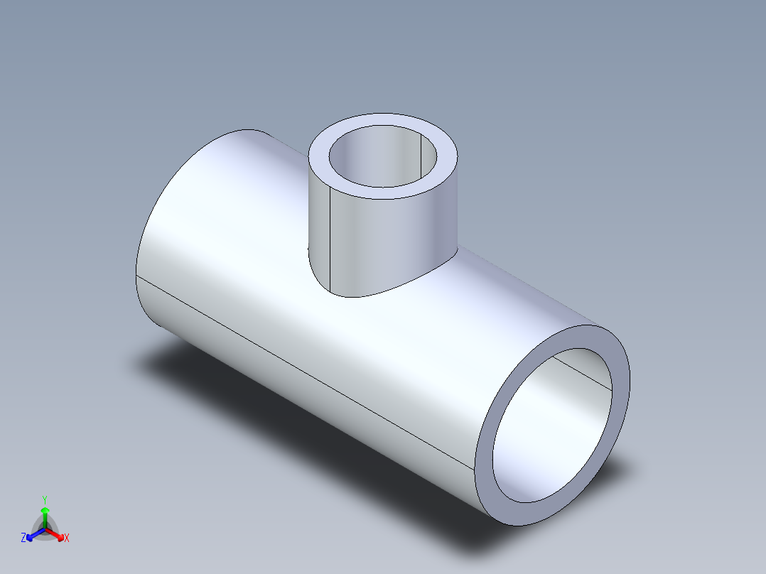 聚氯乙烯配件02-Sch80_ReducingTee_SxSxS_801-130_1in x 0.5in主视图