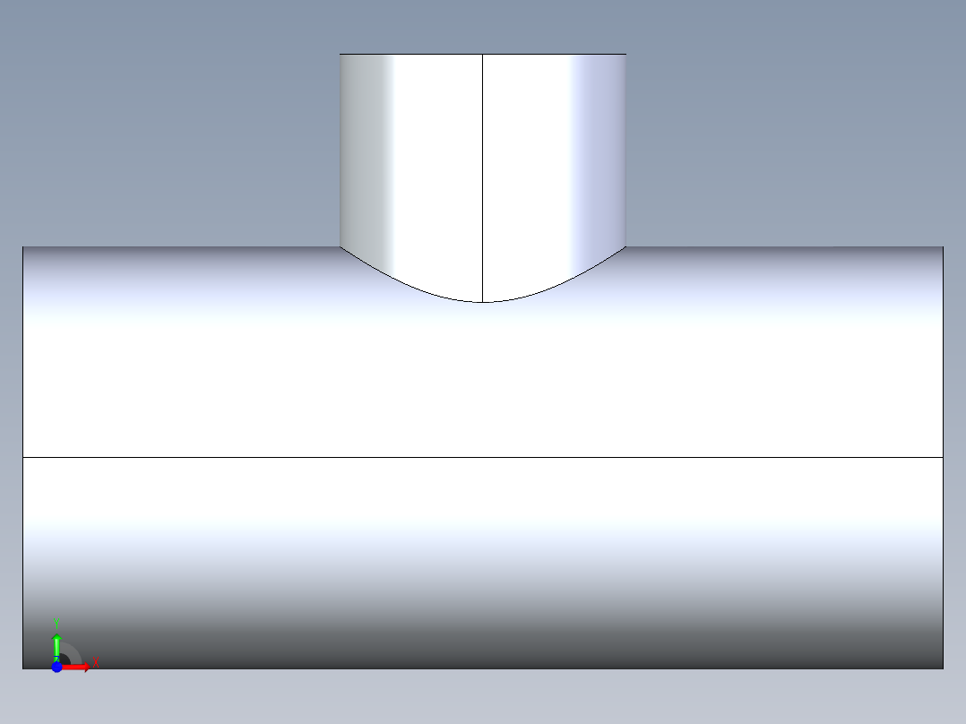 聚氯乙烯配件02-Sch80_ReducingTee_SxSxS_801-130_1in x 0.5in前视图