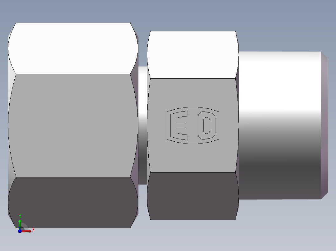 直通同径度接头、2D-20前视图