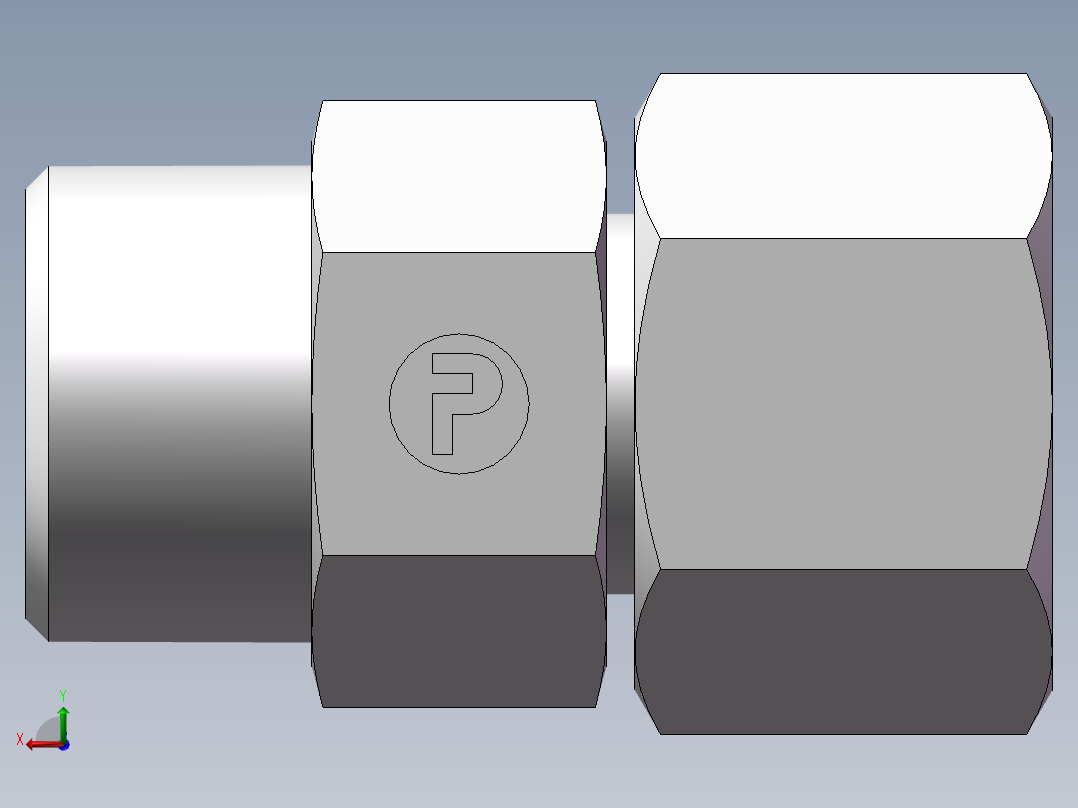 直通同径度接头、2D-20后视图