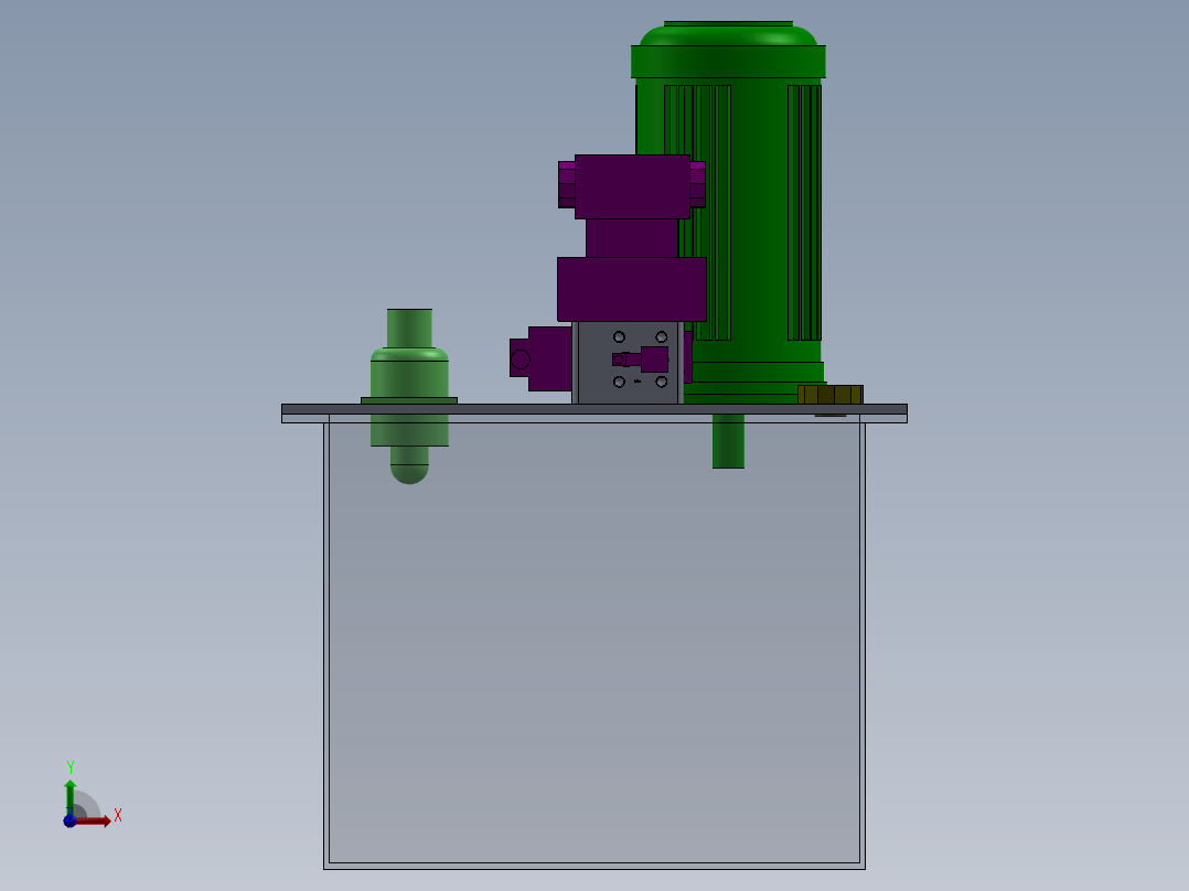 带油箱的液压装置前视图