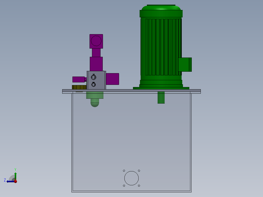 带油箱的液压装置右视图