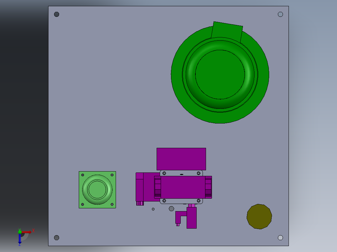带油箱的液压装置俯视图