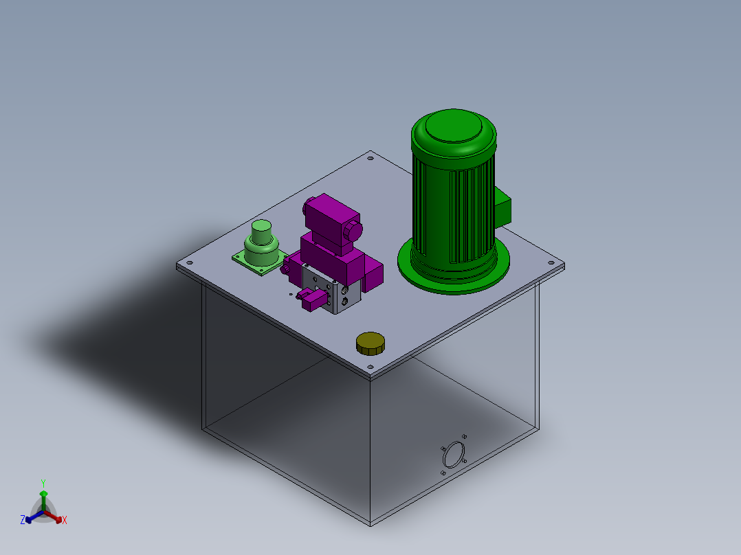 带油箱的液压装置正等轴测图