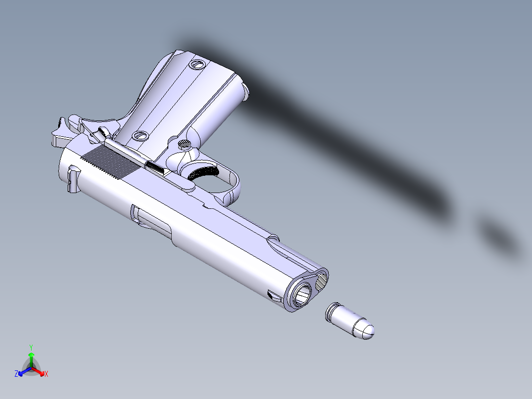 手枪左轮冲锋枪老式狙击步枪设计3D图纸1911-government-master-1 9 STP IGS CATIA正等轴测图