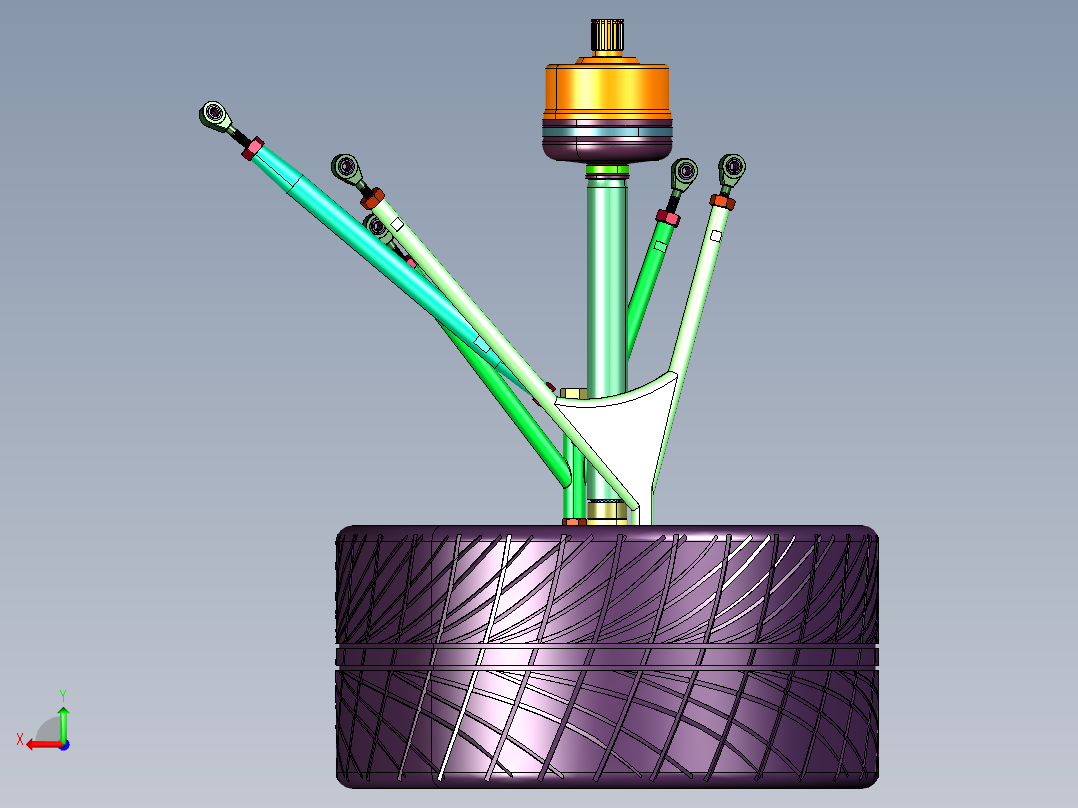 电动赛车轮边系统后视图