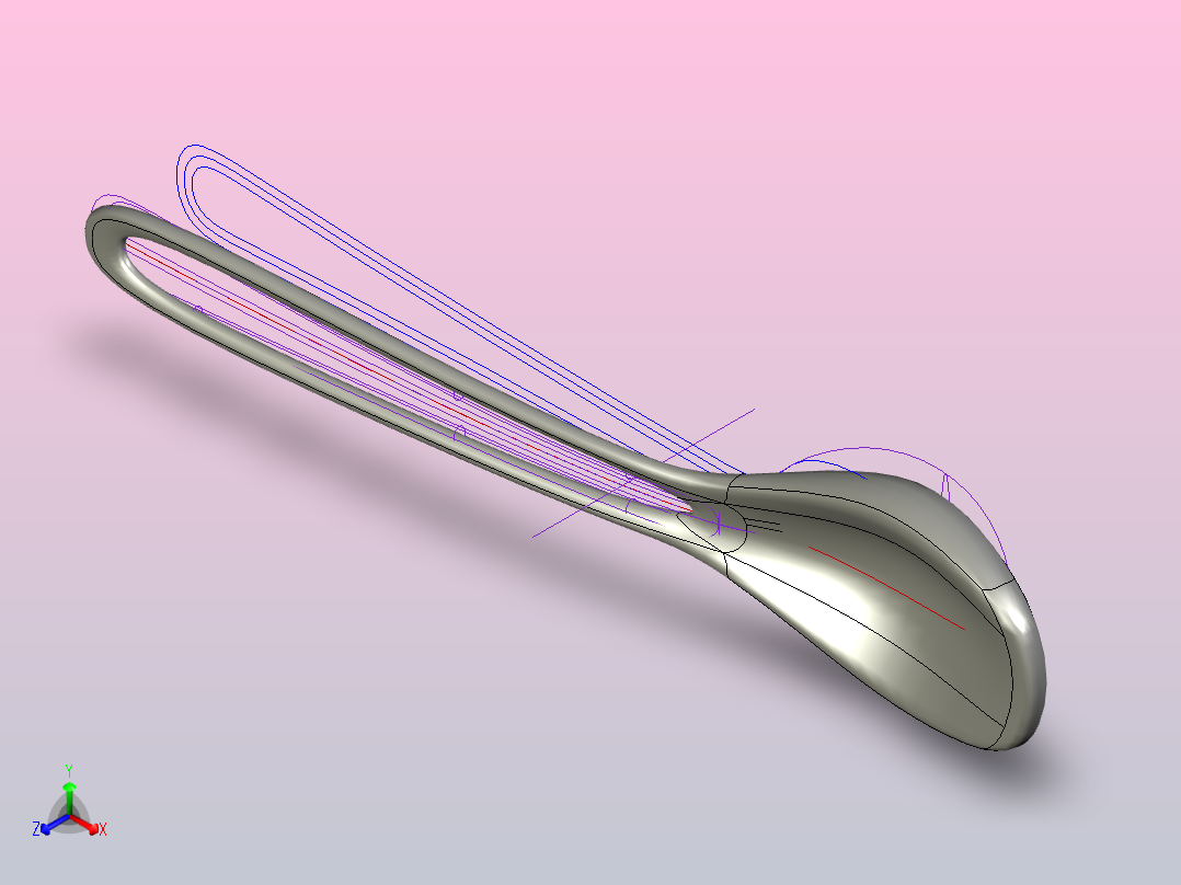 餐具勺子模型正等轴测图