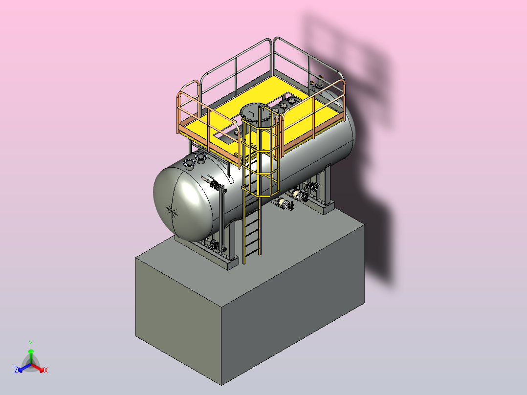 用于海上安装的双室燃油箱，容积= 10.000升正等轴测图