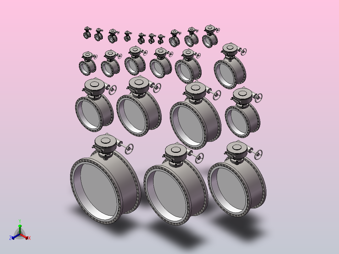 法兰硬密封涡轮蝶阀 23款主视图