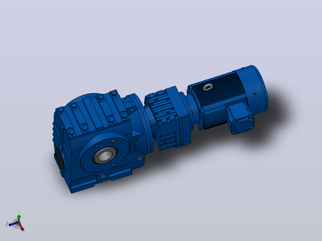 SA87R57组合式斜齿-蜗轮蜗杆减速机SA87R57-Y1.5-4P-222-M1-0°-B主视图