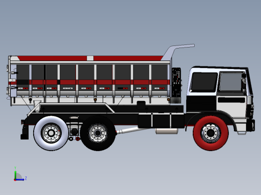 自卸汽车三维模型 SolidWorks 交通工具 机械设备 图纸左视缩略图