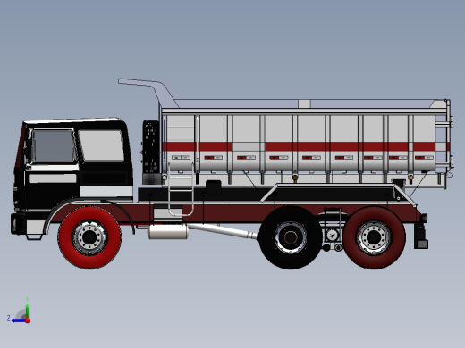 自卸汽车三维模型 SolidWorks 交通工具 机械设备 图纸右视缩略图