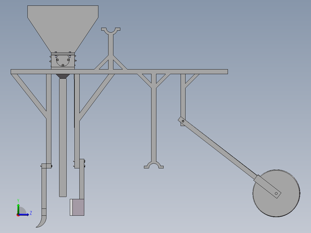 山地用小型荞麦播种机旋耕机构，播种机构，施肥机构的设计（SW建模）左视图