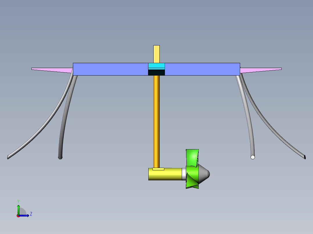 海洋潮汐能发电装置二维图和三维图左视图