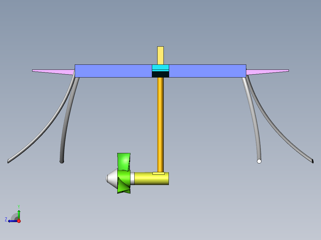 海洋潮汐能发电装置二维图和三维图右视图