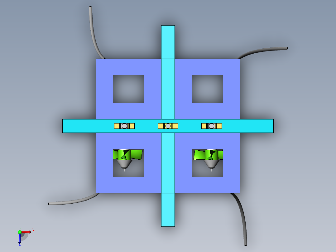 海洋潮汐能发电装置二维图和三维图俯视图
