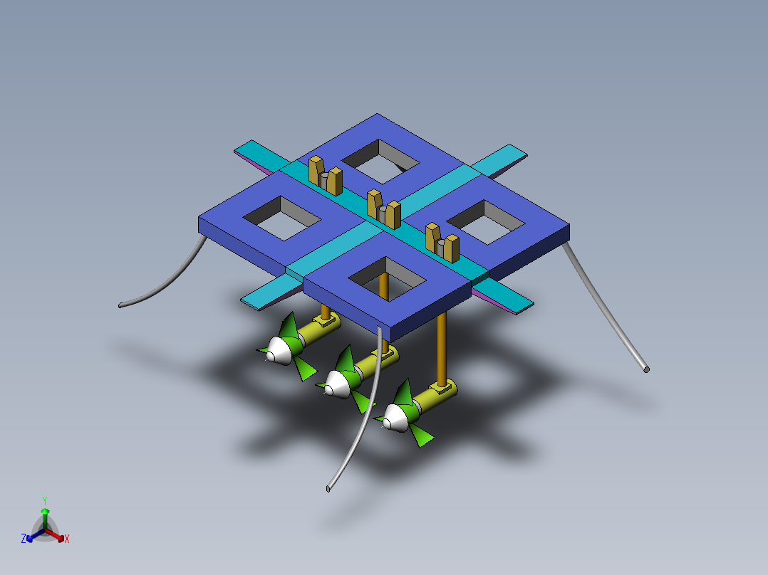 海洋潮汐能发电装置二维图和三维图正等轴测图