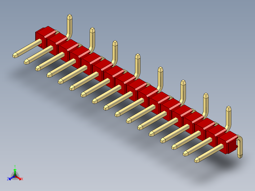 彩色公排针 100mil 2.54mm 系列-DS1022_red_17p_100mil_Type_SMT_R2_rev1.0主视图